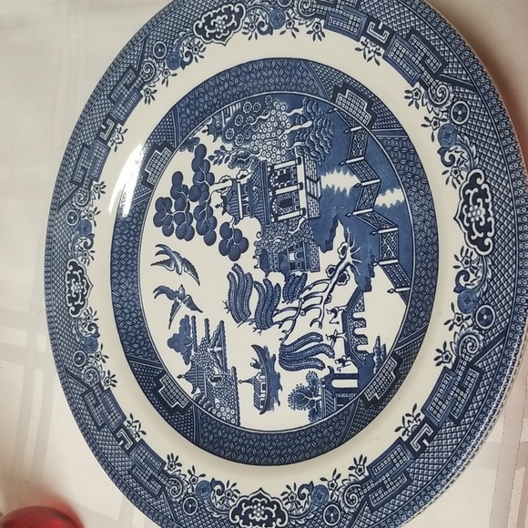 💥 CHURCHILL BLUE WILLOW PATTERN, ENGLAND- 2 - 10.25" Dinner Plates,1 Cup - Picture 7 of 7